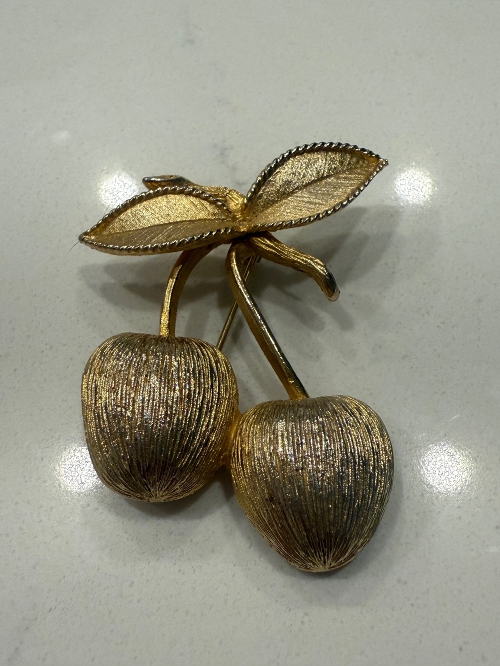 Sarah Coventry Gold Tone Cherry Brooch